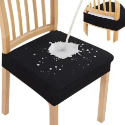 2 Pcs Smiry Waterproof Seat Covers for Dining Room Chairs Set of 4 Stretch Jacquard Removable Washable Chair Seat Slipcovers Protector No Rear Covers