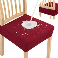 2 Pcs Smiry Waterproof Seat Covers for Dining Room Chairs Set of 4 Stretch Jacquard Removable Washable Chair Seat Slipcovers Protector No Rear Covers