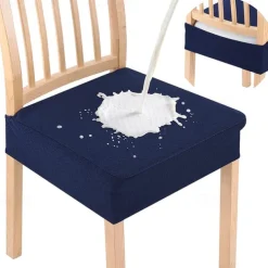 2 Pcs Smiry Waterproof Seat Covers for Dining Room Chairs Set of 4 Stretch Jacquard Removable Washable Chair Seat Slipcovers Protector No Rear Covers