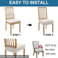 2 Pcs Smiry Waterproof Seat Covers for Dining Room Chairs Set of 4 Stretch Jacquard Removable Washable Chair Seat Slipcovers Protector No Rear Covers