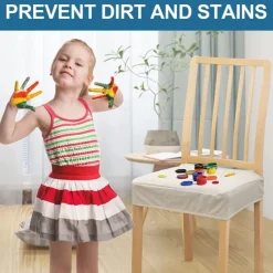 2 Pcs Smiry Waterproof Seat Covers for Dining Room Chairs Set of 4 Stretch Jacquard Removable Washable Chair Seat Slipcovers Protector No Rear Covers