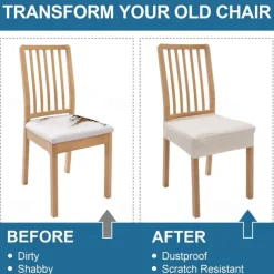 2 Pcs Smiry Waterproof Seat Covers for Dining Room Chairs Set of 4 Stretch Jacquard Removable Washable Chair Seat Slipcovers Protector No Rear Covers