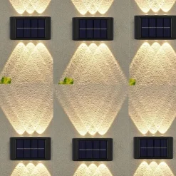 2/4/6 PCS Solar Waterproof Wall Lights, Outdoor 6LED Deck Lights, for Decoration of Courtyards, Streets, Fences, Garages, Gardens, Stairs, Fence Lights