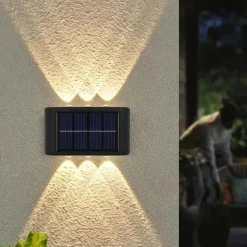 2/4/6 PCS Solar Waterproof Wall Lights, Outdoor 6LED Deck Lights, for Decoration of Courtyards, Streets, Fences, Garages, Gardens, Stairs, Fence Lights