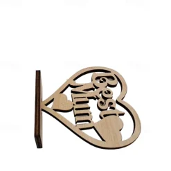 6 Pcs Spot Wooden Handicraft Ornaments With Heart-shaped Hollowed Out Letters Laser Cut Wooden Chips Valentine's Day Craft Gifts