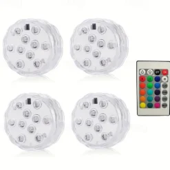 1/2/4 Pcs, Submersible LED Pool Lights with Infrared Sensor, Waterproof Underwater Pool Lights for Inground Pool ,Color Changing Underwater Lights for Ponds Battery Operated