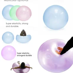 1/2/3 pcs Toy Bubble Ball with pump 27/47 inch Holiday Bouncy Ball Elastic Super Large Beach Balloon Inflatable Funny Toy Ball for Garden Outdoor Indoor Play