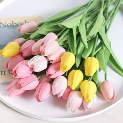 10 Pcs Tulip Artificial Flower Simulation Flower Decoration Home Bedroom Living Room Dining Table Decoration Dry Flower Bouquet Photo Prop