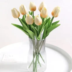 10 Pcs Tulip Artificial Flower Simulation Flower Decoration Home Bedroom Living Room Dining Table Decoration Dry Flower Bouquet Photo Prop