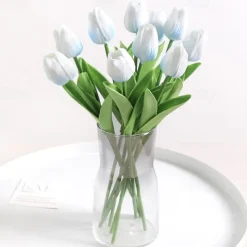 10 Pcs Tulip Artificial Flower Simulation Flower Decoration Home Bedroom Living Room Dining Table Decoration Dry Flower Bouquet Photo Prop