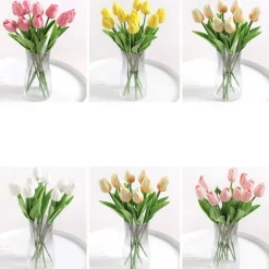 10 Pcs Tulip Artificial Flower Simulation Flower Decoration Home Bedroom Living Room Dining Table Decoration Dry Flower Bouquet Photo Prop