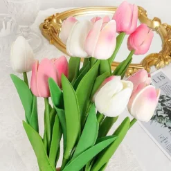 10 Pcs Tulip Artificial Flower Simulation Flower Decoration Home Bedroom Living Room Dining Table Decoration Dry Flower Bouquet Photo Prop