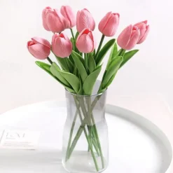 10 Pcs Tulip Artificial Flower Simulation Flower Decoration Home Bedroom Living Room Dining Table Decoration Dry Flower Bouquet Photo Prop