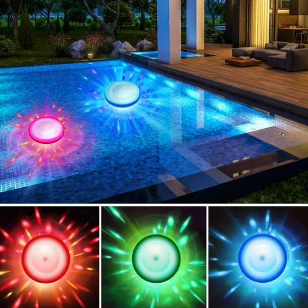 2 Pcs Ufo Shaped Underwater Pool Light Aaa Battery Powered Ip67 Waterproof 7-Color Changing Pool Party Atmosphere Light