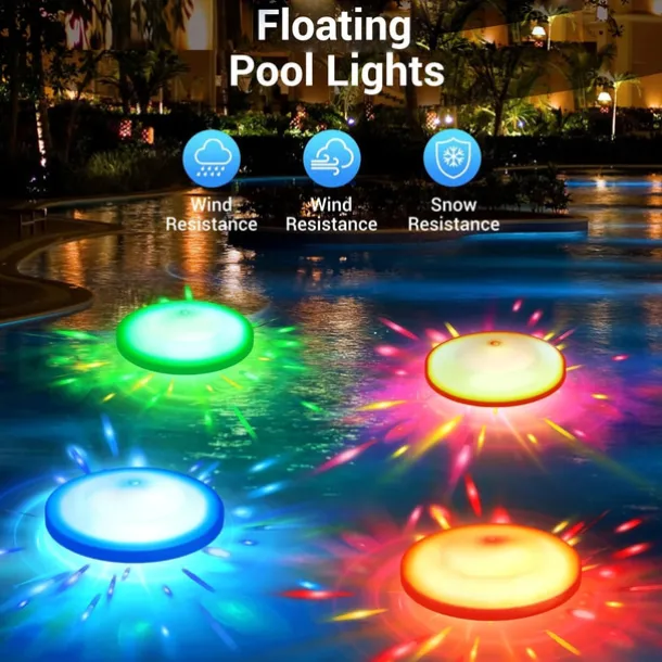 2 Pcs Ufo Shaped Underwater Pool Light Aaa Battery Powered Ip67 Waterproof 7-Color Changing Pool Party Atmosphere Light