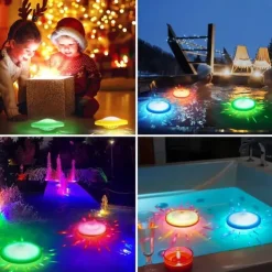 2 Pcs Ufo Shaped Underwater Pool Light Aaa Battery Powered Ip67 Waterproof 7-Color Changing Pool Party Atmosphere Light