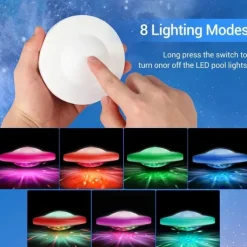 2 Pcs Ufo Shaped Underwater Pool Light Aaa Battery Powered Ip67 Waterproof 7-Color Changing Pool Party Atmosphere Light