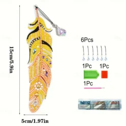6 Pcs Whimsical Feather Bookmarks - Unique Irregular Diamond Painting Designs, DIY Animal-Themed Craft Kit with Easy-to-Follow Instructions, Perfect for Book Lovers and Craft Enthusiasts