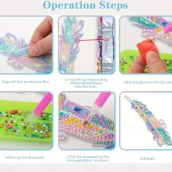 6 Pcs Whimsical Feather Bookmarks - Unique Irregular Diamond Painting Designs, DIY Animal-Themed Craft Kit with Easy-to-Follow Instructions, Perfect for Book Lovers and Craft Enthusiasts