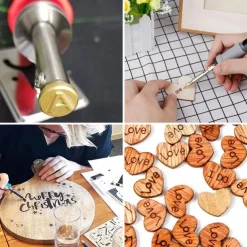 37/65 Pcs Wood Leather Burning Set Tip Letter Wood Burning Tip Including Alphabet Number For Wood Craft DIY Embossing Carving Including Alphabet Number Symbol Durable Brass Alphabet Number Template