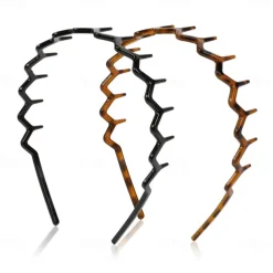 2 Pcs Zig Zag Headbands for Women Teen Girls Men, Plastic Hair Bands with Teeth Thin Zigzag Head Bands for Women's Hair, Non Slip Black Comb Hairbands Accessories