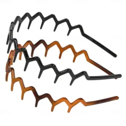 2 Pcs Zig Zag Headbands for Women Teen Girls Men, Plastic Hair Bands with Teeth Thin Zigzag Head Bands for Women's Hair, Non Slip Black Comb Hairbands Accessories