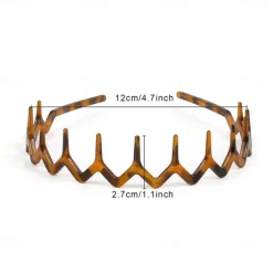 2 Pcs Zig Zag Headbands for Women Teen Girls Men, Plastic Hair Bands with Teeth Thin Zigzag Head Bands for Women's Hair, Non Slip Black Comb Hairbands Accessories