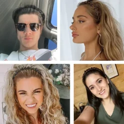 2 Pcs Zig Zag Headbands for Women Teen Girls Men, Plastic Hair Bands with Teeth Thin Zigzag Head Bands for Women's Hair, Non Slip Black Comb Hairbands Accessories