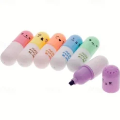 6 Pcs/lot Capsules Highlighter Vitamin Pill Highlight Marker Color Pens Drawing Spot Liner Stationery Office School Supplies