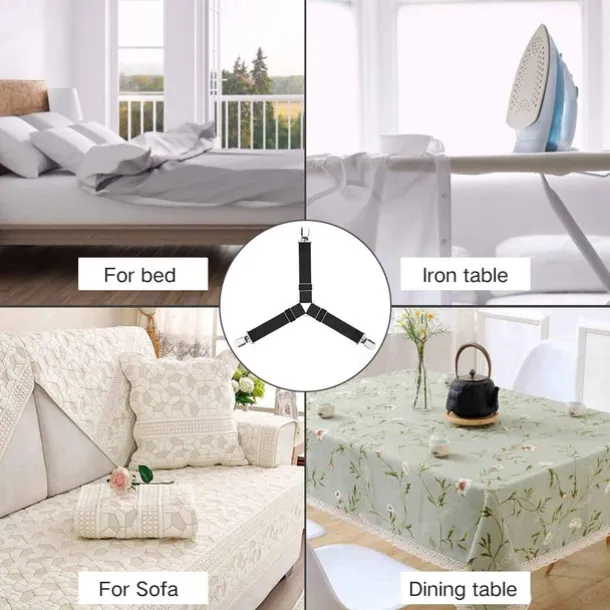 4 Pcs/Set Bed Sheet Fasteners Clips - Elastic Bed Sheet Holder Straps, Mattress Cover Grippers, Quilt and Blanket Organizers