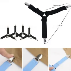 4 Pcs/Set Bed Sheet Fasteners Clips - Elastic Bed Sheet Holder Straps, Mattress Cover Grippers, Quilt and Blanket Organizers