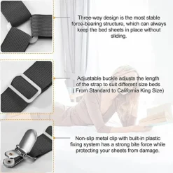 4 Pcs/Set Bed Sheet Fasteners Clips - Elastic Bed Sheet Holder Straps, Mattress Cover Grippers, Quilt and Blanket Organizers