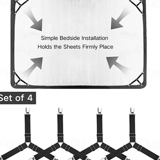 4 Pcs/Set Bed Sheet Fasteners Clips - Elastic Bed Sheet Holder Straps, Mattress Cover Grippers, Quilt and Blanket Organizers