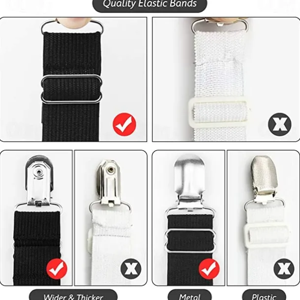 4 Pcs/Set Bed Sheet Fasteners Clips - Elastic Bed Sheet Holder Straps, Mattress Cover Grippers, Quilt and Blanket Organizers