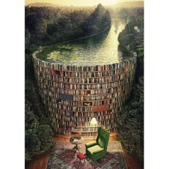 1000 Piece Jigsaw Puzzle for Adults,1000 pcs Novelty Bookshelf Dam Jigsaw Puzzle Adult Puzzle Jumbo Adults' Toy Gift