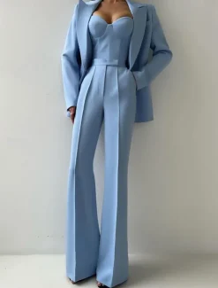 3 Piece Mother of the Bride PantsuitBlazer Set Classic Lapel Long Sleeve