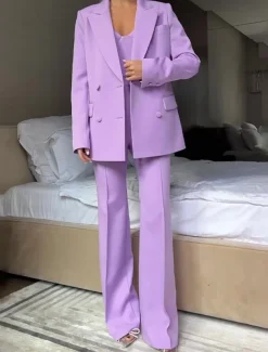 3 Piece Mother of the Bride PantsuitBlazer Set Classic Lapel Long Sleeve