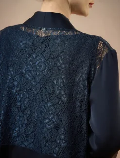 3 Piece Mother of the Bride Pantsuit Metalic Floral Lace Applique Elegant Minimalist V Neck Ankle Length Lace 3/4 Length Sleeve Jacket2025