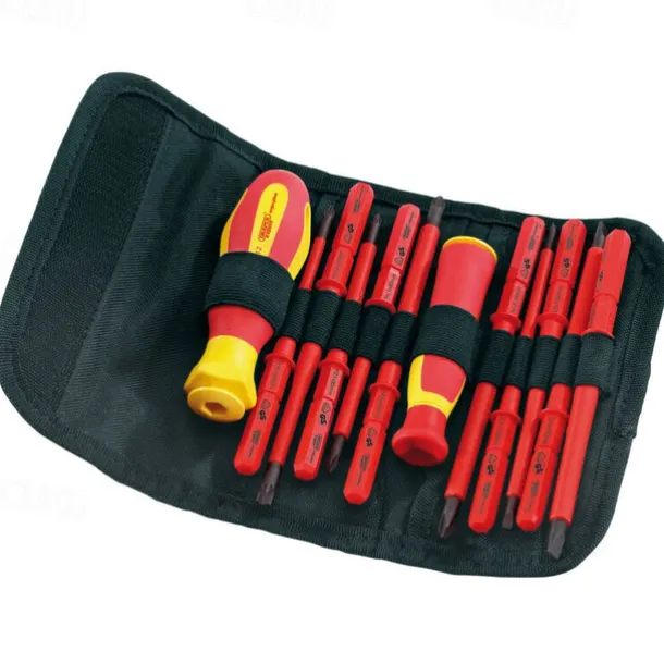 12 Piece VDE Insulated Interchangeable Blade Screwdriver Set in Tool Roll