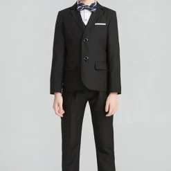 4 Pieces 5 Pieces Ring Bearer Suit Boys Kids Toddler Suit Formal Suit Suit & Blazer Suit Vest Jacket & Pants Formal Anniversary Party Back to School Fashion Gentle Solid Color Black Navy Blue Cotton