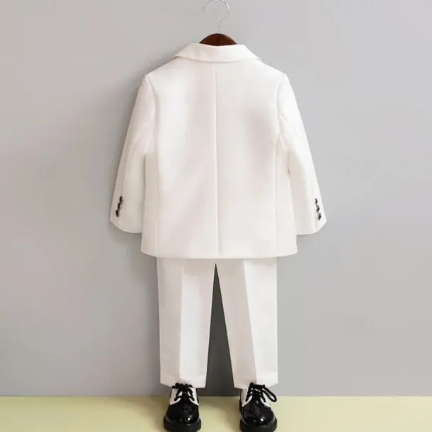 2 Pieces 5 Roots Ring Bearer Suit Boys Kids Suit Formal Suit Suit & Blazer Shirt & Pants Outdoor Casual Fashion Cool Solid Color Black White Red Cotton