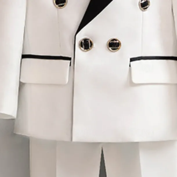 2 Pieces 5 Roots Ring Bearer Suit Boys Kids Suit Formal Suit Suit & Blazer Shirt & Pants Outdoor Casual Fashion Cool Solid Color Black White Red Cotton