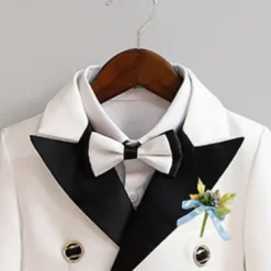 2 Pieces 5 Roots Ring Bearer Suit Boys Kids Suit Formal Suit Suit & Blazer Shirt & Pants Outdoor Casual Fashion Cool Solid Color Black White Red Cotton