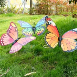 3 Pieces 3D Artificial Butterfly for Garden Decorations Fake Simulation Butterfly Stakes Yard Plant Lawn Decor Outdoor Art Ornaments