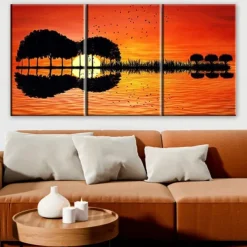 3 Pieces Guitar Poster Guitar Wall Decor Music Decor Music Wall Decor Guitar Canvas Wall Art Music Pictures Wall Art Music Wall Art Prints for Bedroom Living Room Decor (12x18x3Pcs)
