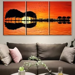 3 Pieces Guitar Poster Guitar Wall Decor Music Decor Music Wall Decor Guitar Canvas Wall Art Music Pictures Wall Art Music Wall Art Prints for Bedroom Living Room Decor (12x18x3Pcs)