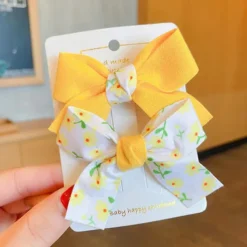 2 Pieces Kids / Toddler Girls' Active / Sweet Daily Floral Bow Polyester Hair Accessories Yellow / Pink / Blue Kid onesize