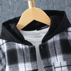 2 Pieces Kids Boys Clothing Set Outfit Plaid Short Sleeve Set Casual Basic Summer 3-7 Years Black Yellow Red