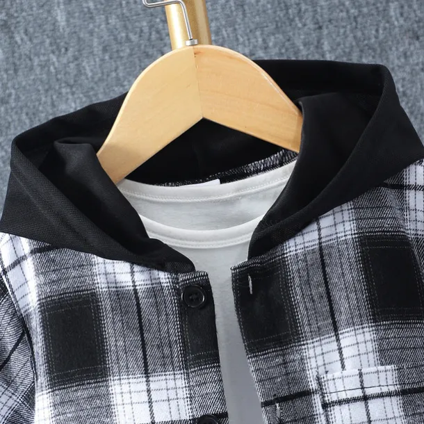 2 Pieces Kids Boys Clothing Set Outfit Plaid Short Sleeve Set Casual Basic Summer 3-7 Years Black Yellow Red