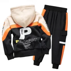 2 Pieces Kids Boys Hoodie & Pants Outfit Letter Long Sleeve Set Casual Fashion Cool Winter Fall 7-13 Years Blue Beige